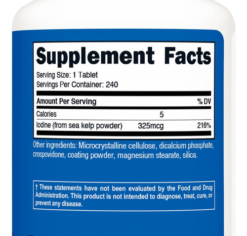 Nutricost Iodo Natural De Algas Marinhas 325mcg - Imagem 5