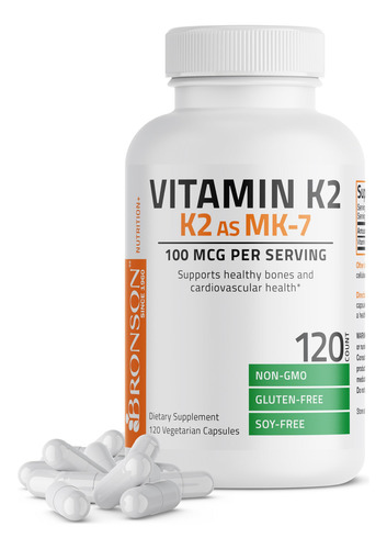 Suplemento De Vitamina K2 Bronson Como Mk-7 Menaquinona 100m