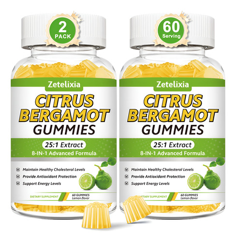 Suplemento Zetelixia Citrus Bergamota, Pacote Com 2 Gomas De