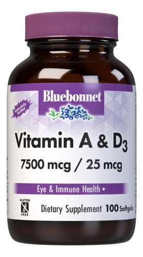 Vitaminas A E D3 Bluebonnet De Óleo De Peixe 100 Cápsulas Ge - Imagem 2