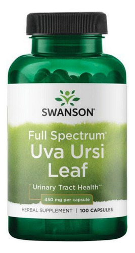 Full Spectrum Uva Ursi Leaf 450 Mg 100 Cápsulas Da Swanson V