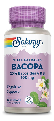 Solaray Bacopa Ayurvédica, 100 Mg | 60 Cápsulas