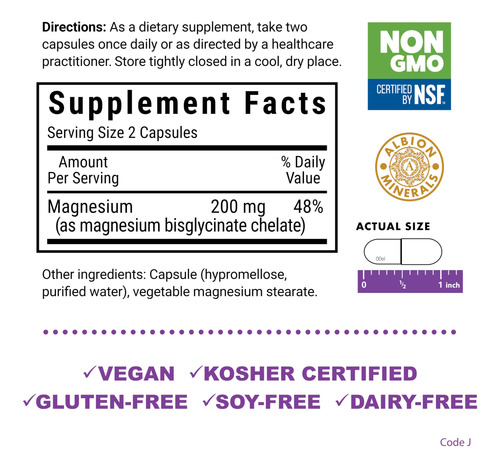 Suplemento Bluebonnet Nutrition Albion Quelated Magnesium 20 - Imagem 2