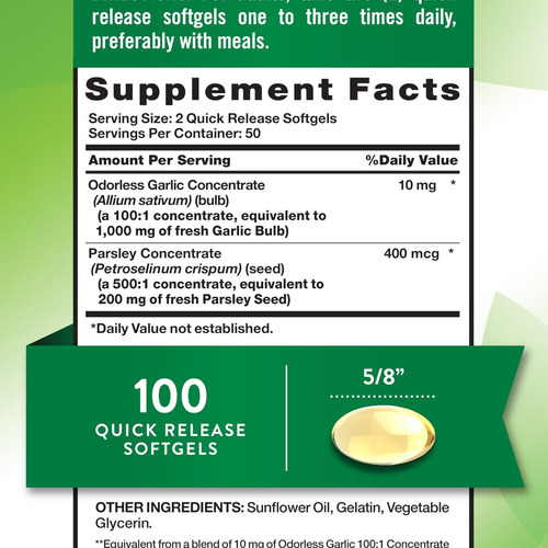 Nature"s Truth Alho E Salsa Sem Odor 1200mg 100 Cápsulas - Imagem 4