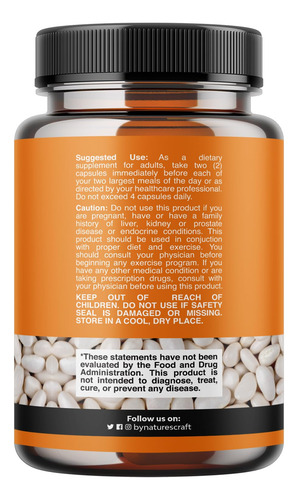 Suplemento De Extrato De Feijão Branco Natures Craft 60 Cáps - Imagem 2