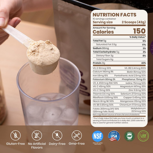 Proteína Em Pó Upnourish Peanut Butter Vegan 21g 15 Porções - Imagem 7