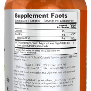 Óleo Mct Now Foods 1.000 Mg, 150 Cápsulas