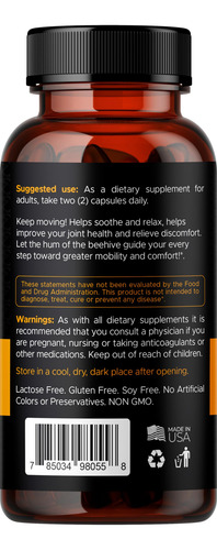 Suplementos Aura Vitamins Bee Flex Joint Support 60 Cápsulas - Imagem 9