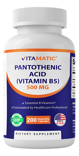 Suplemento De Ácido Pantotênico Vitamático (vitamina B5) 500