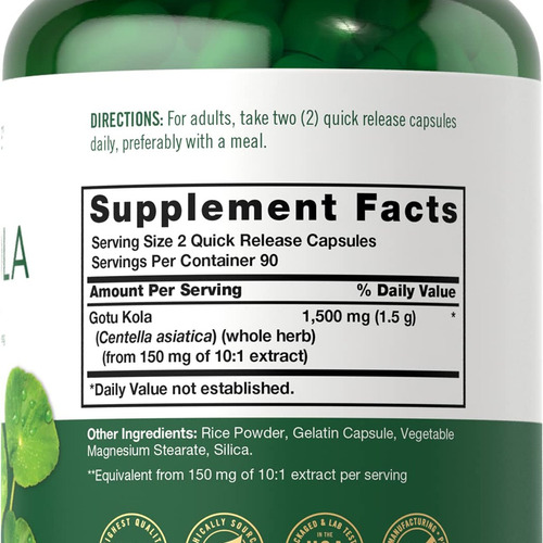 Cápsulas De Gotu Kola Carlyle 1500mg | 180 Unidades