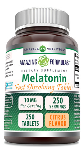 Melatonina Amazing Nutrition 10 Mg Dissolução Rápida 250