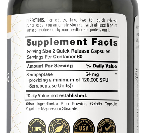 Carlyle, Serrapeptase 120000 Spu - 120 Cápsulas - Imagem 4
