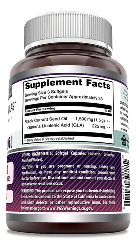 Óleo De Groselha Preta Amazing Nutrition 1500 Mg - 100 - Imagem 4