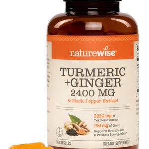 Suplemento Naturewise Curcuma Curcumina + Gengibre 2400mg