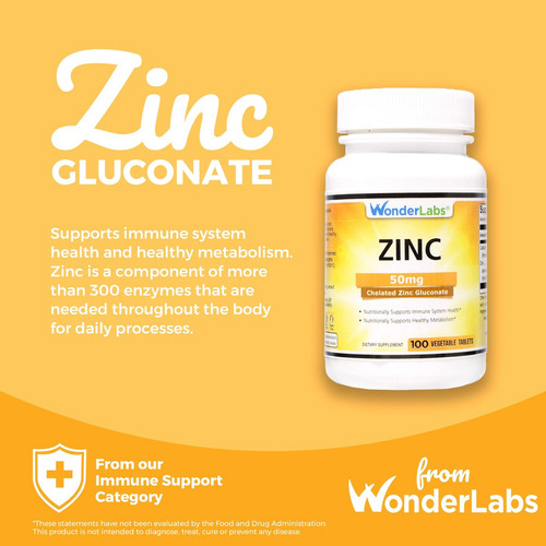 Gluconato De Zinco Quelatado Wonder Laboratories 50 Mg - 100 - Imagem 5