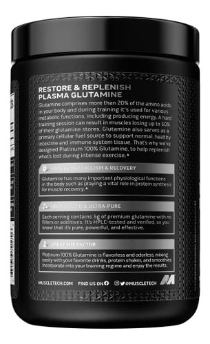 Suplemento Muscletech 100% Puro De L-glutamina Em Pó 300g - Imagem 7