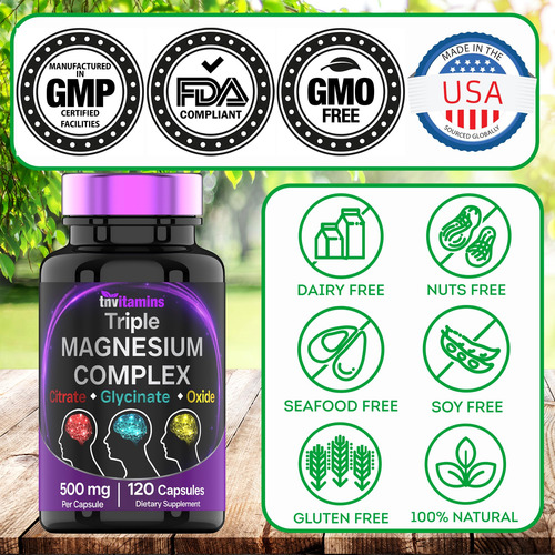Suplemento Tnvitamins Complexo Triplo De Magnésio 500 Mg 120 - Imagem 6