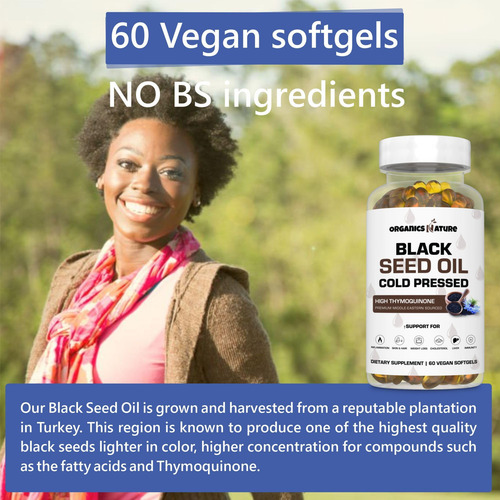 Cápsulas De Óleo De Semente Preta Organics Nature 1000mg Cáp - Imagem 7