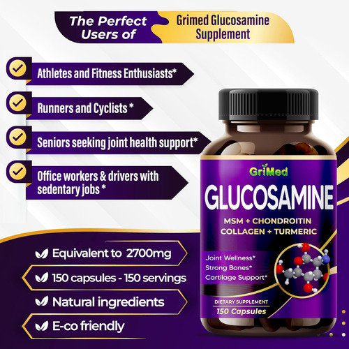 Grimed Glucosamina 12.000 Mg - X12 Power Com Msm, Condroitin - Imagem 4