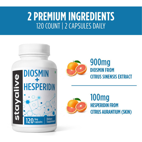 Suplemento Stay Alive Diosmina Hesperidina 1000 Mg 120 Cápsu - Imagem 3