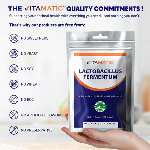 Probiótico Em Pó Vitamatic Lactobacillus Fermentum 100g - Imagem 13