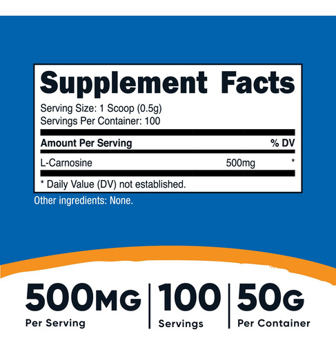 Suplemento Nutricost L-carnosina Em Pó 50g (100 Porções) - Imagem 2