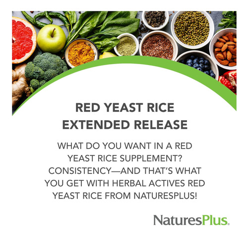 Natures Plus Herbal Actives Red Leved Rice, Liberação 600 60 - Imagem 2