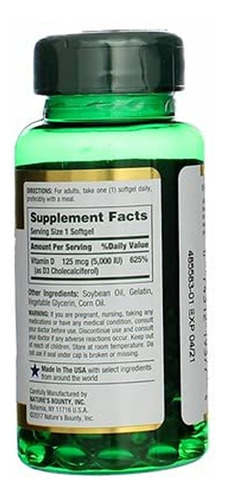 Nature"s Bounty Vitaminas D-5000 Ui Nature"s Bounty, 150 - Imagem 8
