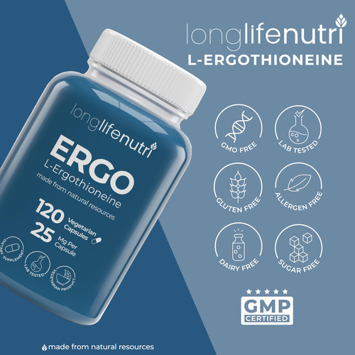 Suplemento Longlifenutri L-ergotioneína 25 Mg 120 Cápsulas - Imagem 7