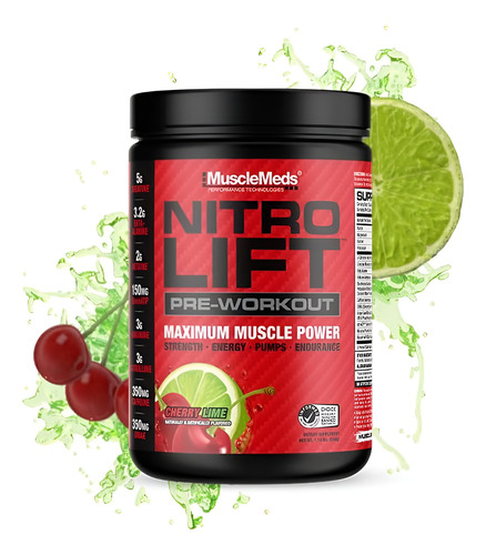 Musclemeds Nitro Elevador Pré -treino Aprimore A Resistência