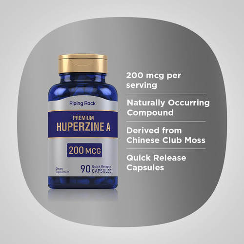 Suplemento Piping Rock Huperzine A 200mcg 90 Cápsulas - Imagem 4