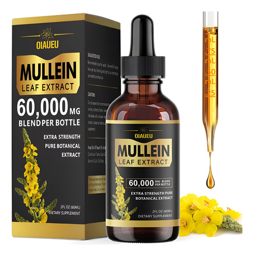 Gotas De Mulleina Para Pulmões, Extrato Natural De Folha De