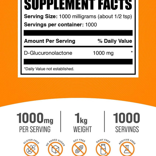 Glucuronolactona Em Pó Bulksupplements 1kg - Energia - Imagem 4