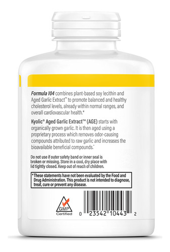Suplemento Kyolic Aged Alho Extract Formula 104 300 Cápsulas - Imagem 2