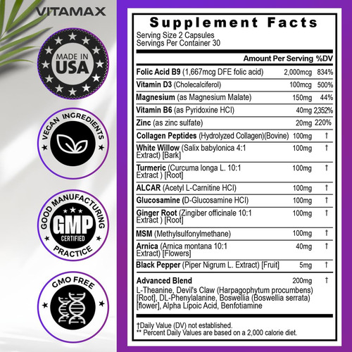 Suplemento De Apoio À Saúde Do Nervo Ciático Vitamax 60 Cáps - Imagem 3