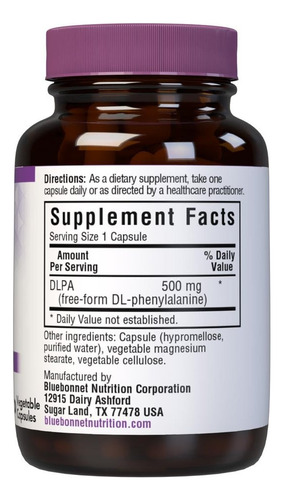 Bluebonnet Dlpa 500 Mg - Aminoácido Para O Sistema Nervoso - Imagem 2
