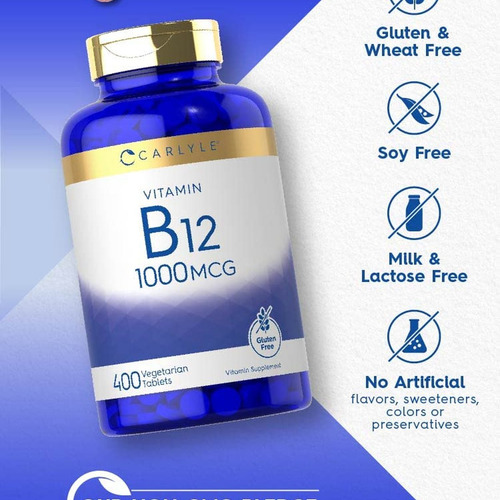 Carlyle Vitamina B12 1000 Mcg | 400 Comprimidos Vegetarianos - Imagem 3