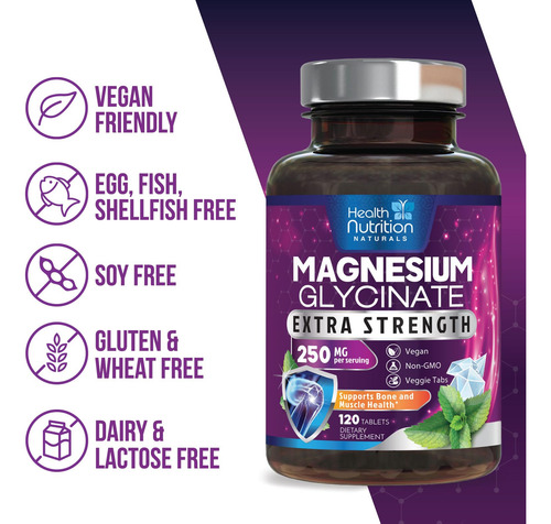 Suplemento Health Nutrition Naturals Magnésio Glicinato 250 - Imagem 7