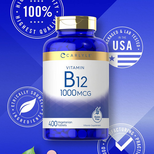 Carlyle Vitamina B12 1000 Mcg | 400 Comprimidos Vegetarianos - Imagem 5