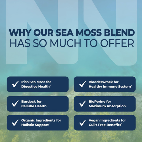 Suplemento Nobi Nutrition Organic Irish Sea Moss Em Cápsulas - Imagem 5