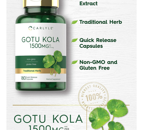 Cápsulas De Gotu Kola Carlyle 1500mg | 180 Unidades - Imagem 4