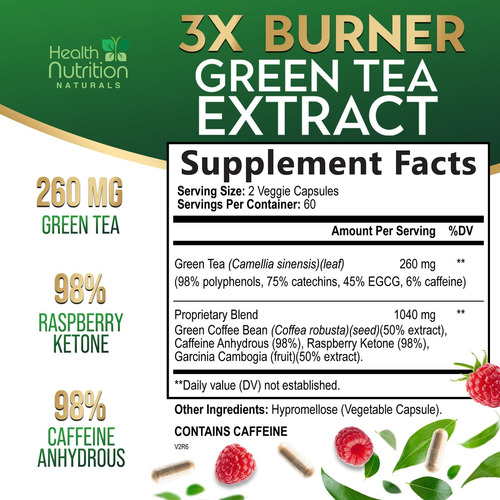 Suplemento: Health Nutrition Naturals, Extrato De Chá Verde - Imagem 2
