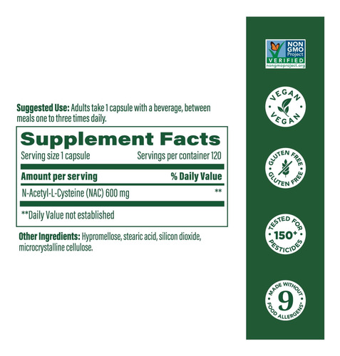 Suplemento De Nac De Megafood N -acetil Cisteína 600mg Por A - Imagem 2