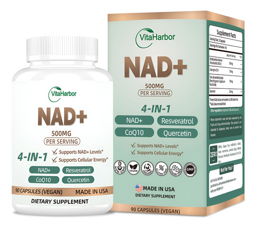 Suplemento Vitaharbor Nad+ 500 Mg Com Trans-resveratrol E Co