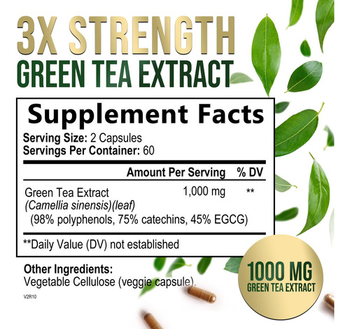 Suplemento Nature"s Nutrition Extrato De Chá Verde 1000mg - Imagem 2