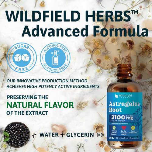 Extrato De Astragalus Wildfield Herbs 2 Oz, 2000mg, Sem Sabo - Imagem 7