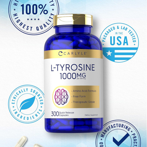 Cápsulas De Tirosina Carlyle 1000mg | 300 Cápsulas - Imagem 5