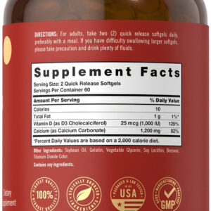 Carlyle Cálcio 1200 Mg Com Vitamina D3 - 120 Cápsulas