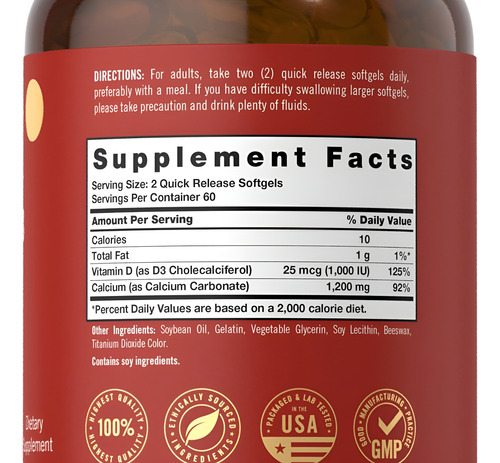 Carlyle Cálcio 1200 Mg Com Vitamina D3 - 120 Cápsulas