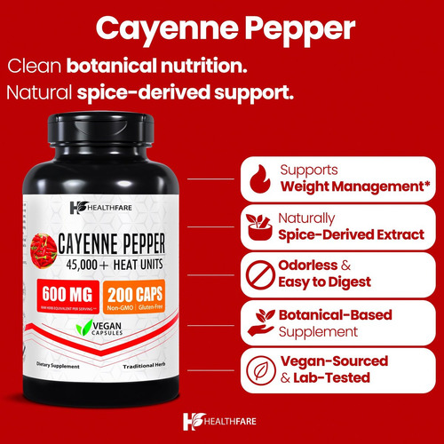 Extrato De Pimenta Caiena Healthfare 600mg | 200 Cápsulas - Imagem 5
